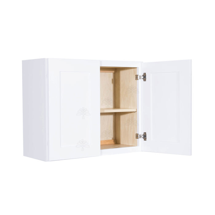 Lancaster Shaker White Wall Cabinet 2 Doors 1 Adjustable Shelf 24inch Depth