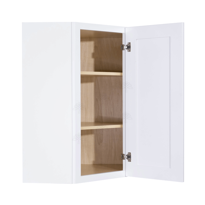 Lancaster Shaker White Wall Diagonal Corner 1 Door 2 Adjustable Shelves