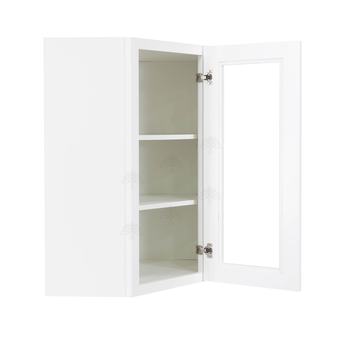 Lancaster Shaker White Wall Diagonal Mullion Door Cabinet 1 Door 2 Adjustable Shelves Glass not Included