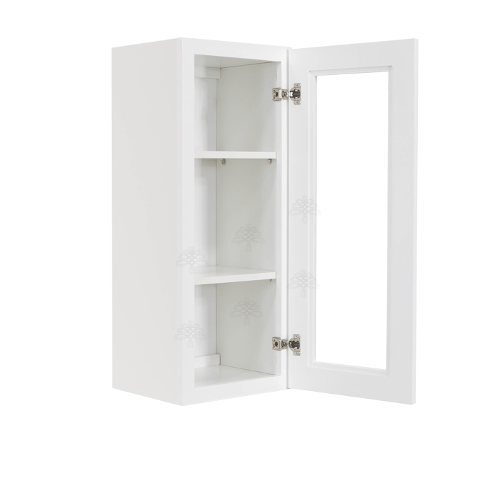 Lancaster Shaker White Wall Mullion Door Cabinet 1 Door 2 Adjustable Shelves Glass not Included