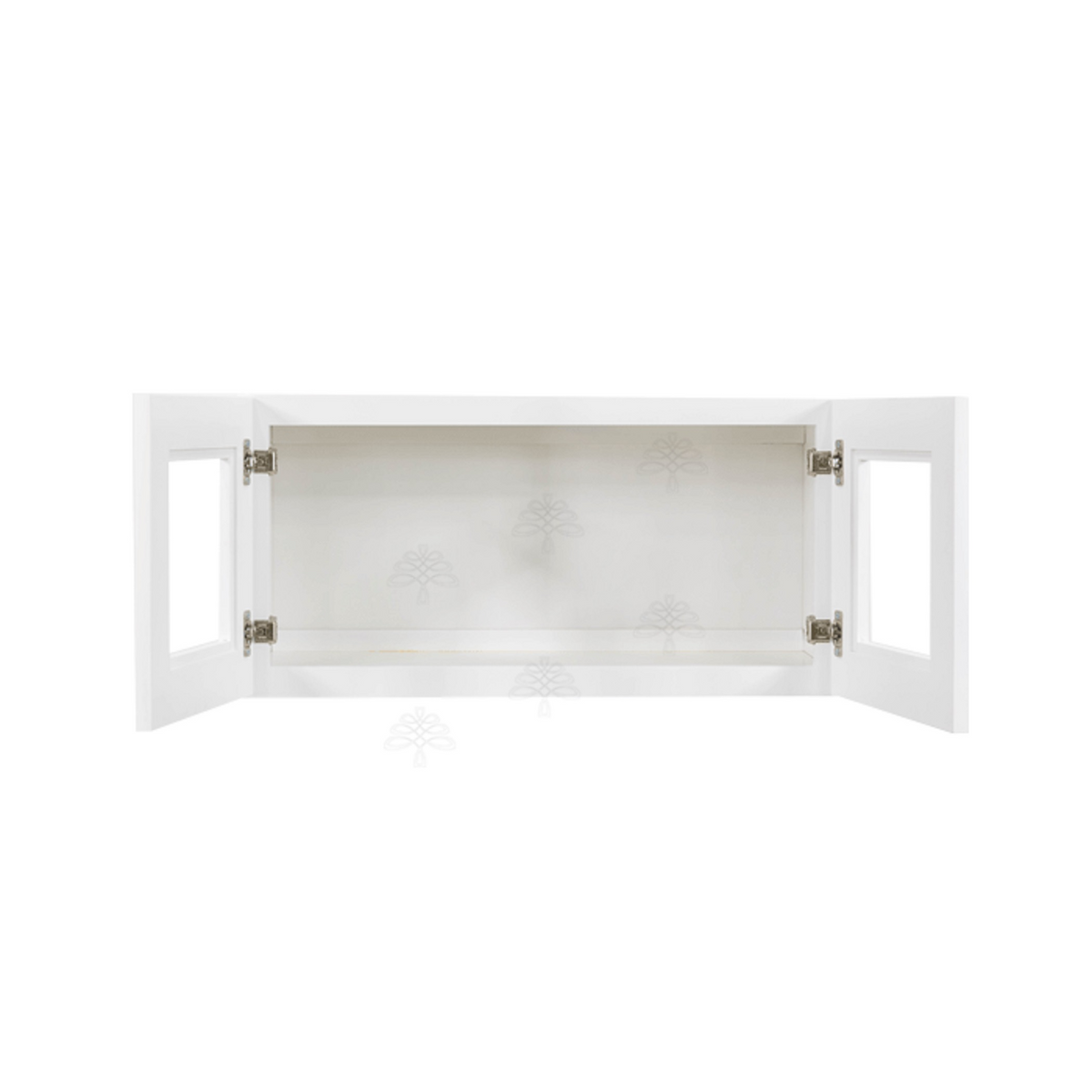 Lancaster Shaker White Wall Mullion Door Cabinet 2 Doors No Shelves Glass not inclued