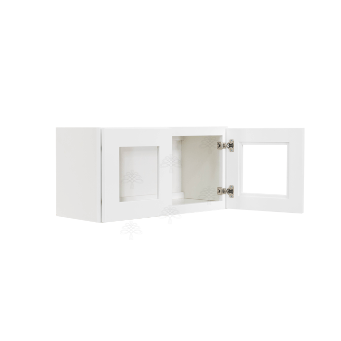 Lancaster Shaker White Wall Mullion Door Cabinet 2 Doors No Shelves Glass not inclued