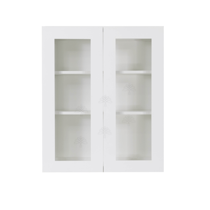 Lancaster Shaker White Wall Mullion Door Cabinet 2 Doors 2 Adjustable Shelves Glass not Included