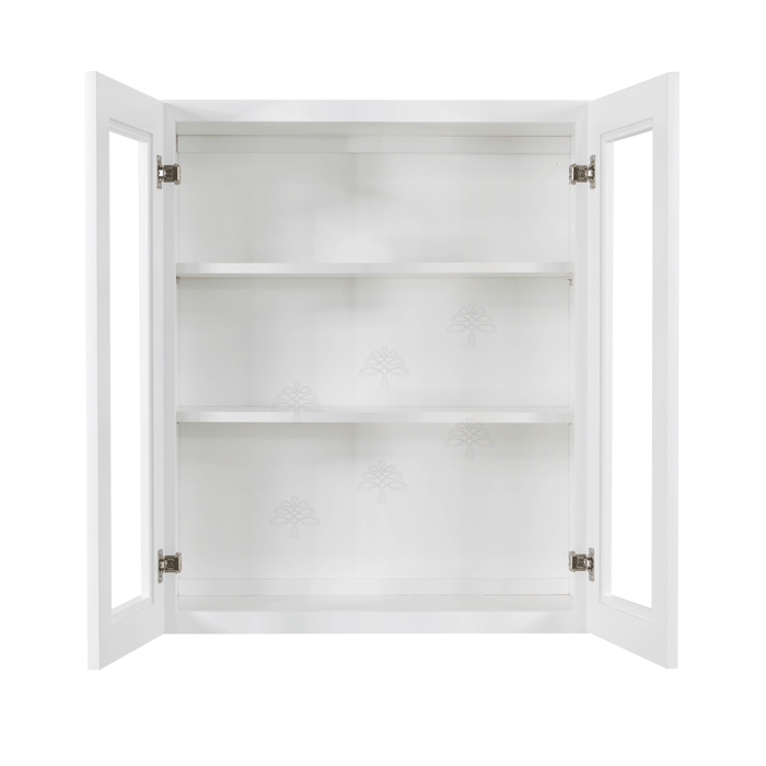 Lancaster Shaker White Wall Mullion Door Cabinet 2 Doors 2 Adjustable Shelves Glass not Included