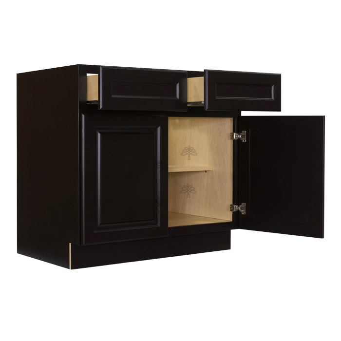 Newport Espresso Base Cabinet 2 Drawers 2 Doors 1 Adjustable Shelf