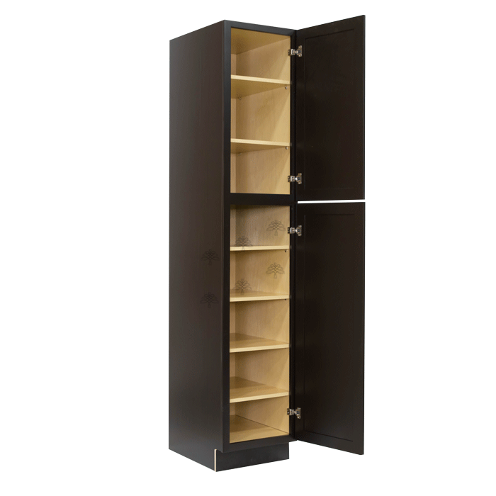 Newport Espresso Tall Pantry 1 Upper Door and 1 Lower Door