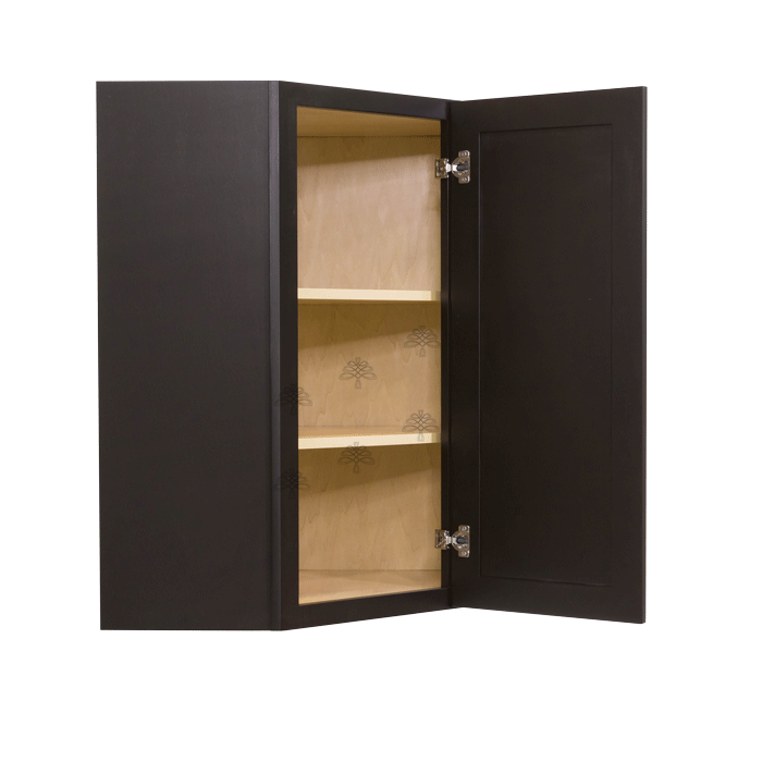 Newport Espresso Wall Diagonal Corner 1 Door 2 Adjustable Shelves