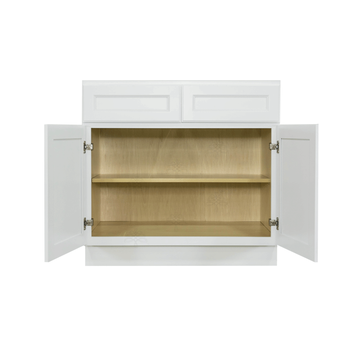 Newport White Base Cabinet 2 Drawers 2 Doors 1 Adjustable Shelf
