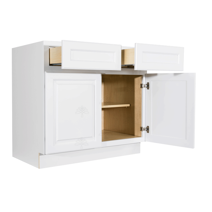 Newport White Base Cabinet 2 Drawers 2 Doors 1 Adjustable Shelf