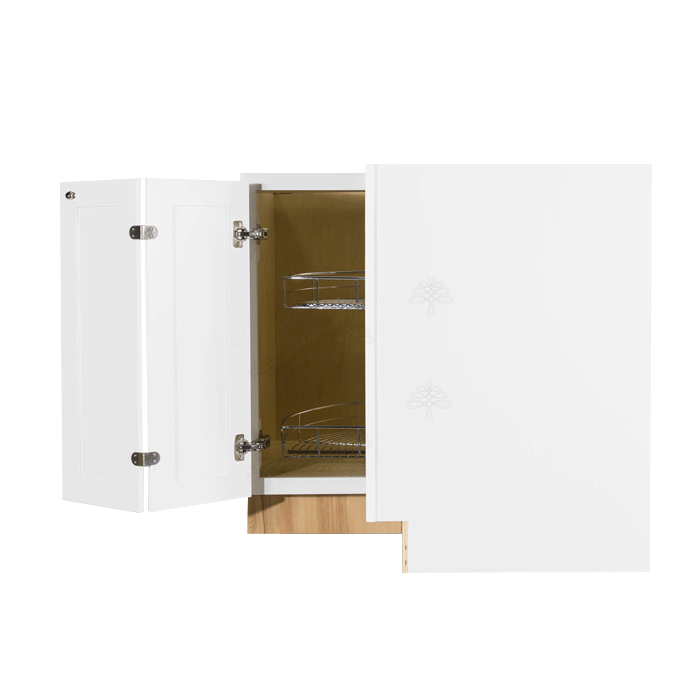 Newport White Lazy Susan Base Cabinet 2 Full Height Folding Doors
