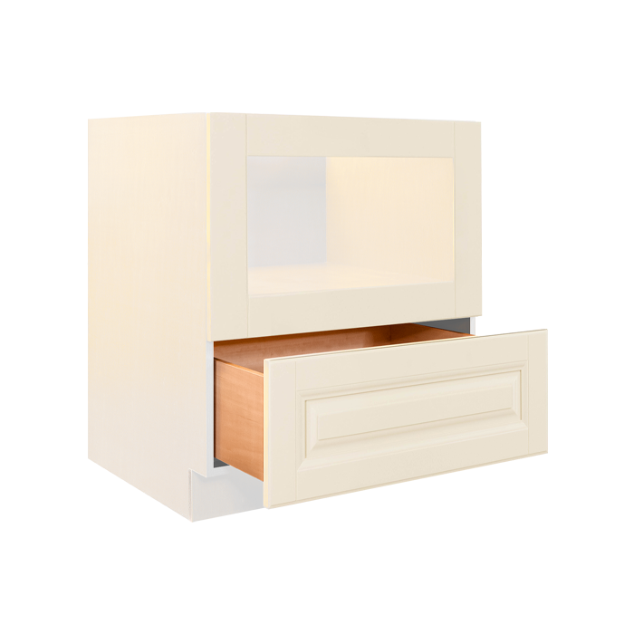 Oxford Series Creamy White Finish Base Microwave with Drawer Cabinet