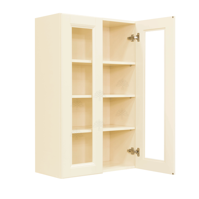 Oxford Wall Mullion Door Cabinet 2 Doors 3 Adjustable Shelves Glass Not Included