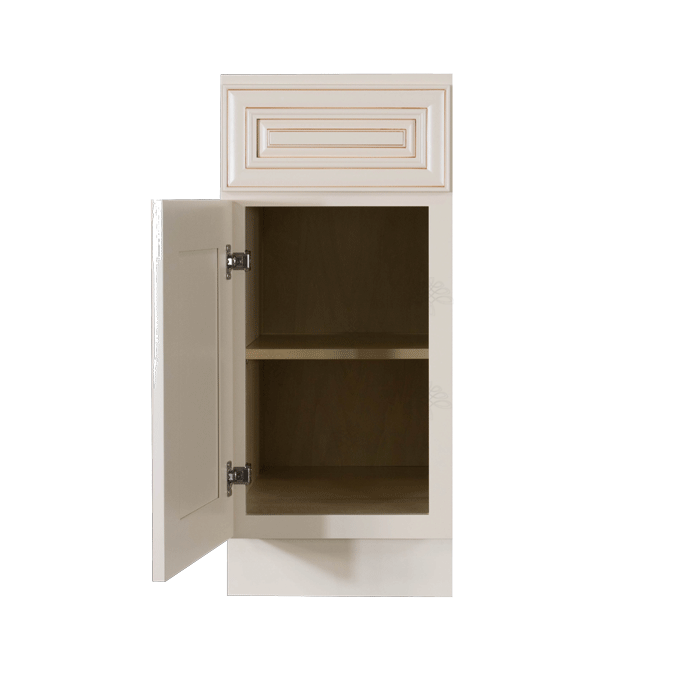 Princeton Creamy White Glazed Base Cabinet 1 Drawer 1 Door 1 Adjustable Shelf