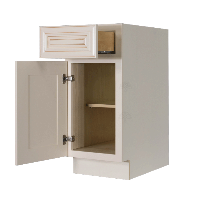 Princeton Creamy White Glazed Base Cabinet 1 Drawer 1 Door 1 Adjustable Shelf
