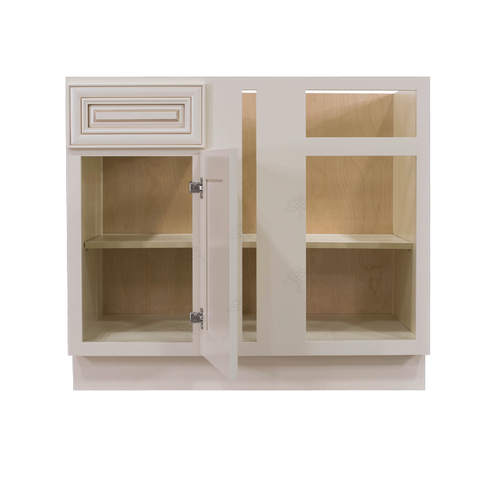 Princeton Creamy White Glazed Base Blind Corner Cabinet 1 Drawer 1 Door