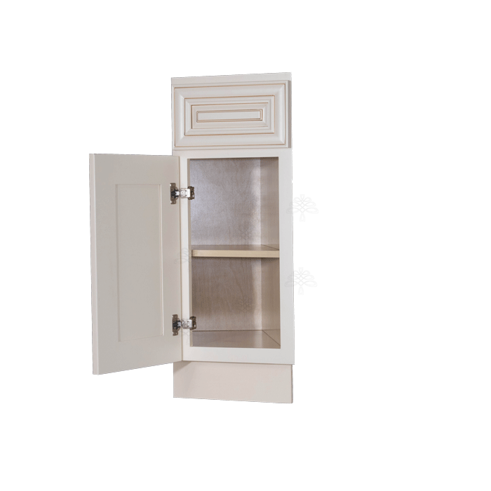 Princeton Creamy White Glazed Base End Angle Cabinet 1 Fake Drawer 1 Door 1 Adjustable Shelf (Left)