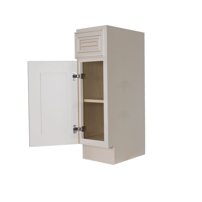 Princeton Creamy White Glazed Base End Angle Cabinet 1 Fake Drawer 1 Door 1 Adjustable Shelf (Left)