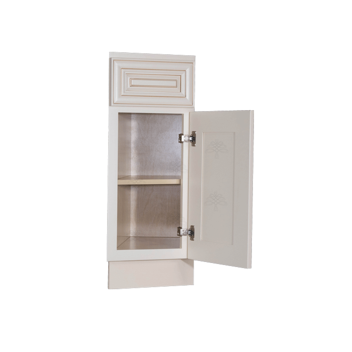 Princeton Creamy White Glazed Base End Angle Cabinet 1 Fake Drawer 1 Door Adjustable Shelf (Right)