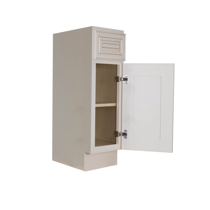 Princeton Creamy White Glazed Base End Angle Cabinet 1 Fake Drawer 1 Door Adjustable Shelf (Right)