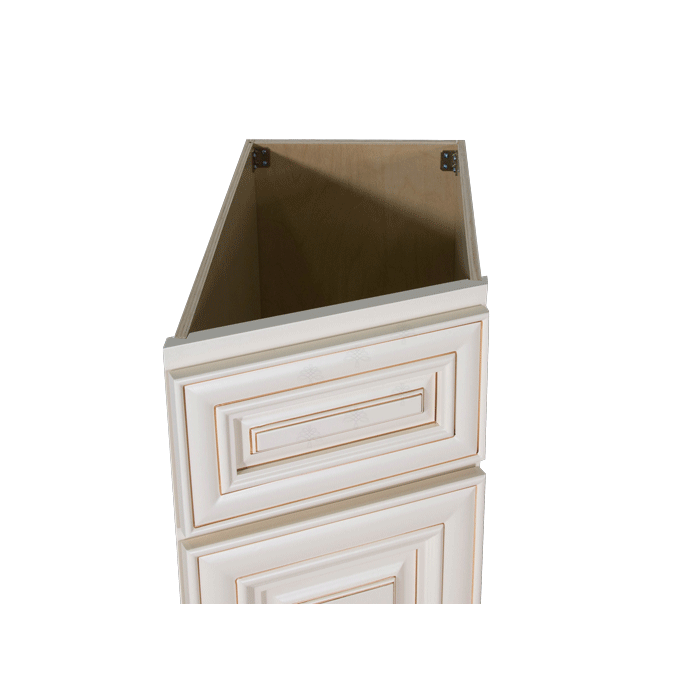 Princeton Creamy White Glazed Base End Angle Cabinet 1 Fake Drawer 1 Door Adjustable Shelf (Right)