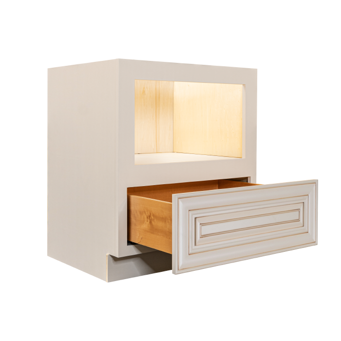 Princeton Creamy White With Glaze Base Microwave with Drawer Cabinet