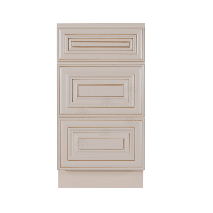 Princeton Creamy White Glazed Base Drawer Cabinet 3 Drawers