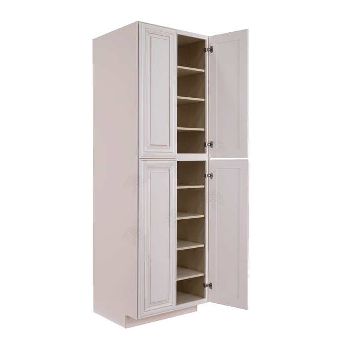 Princeton Creamy White Glazed Tall Pantry 2 Upper Doors and 2 Lower Doors