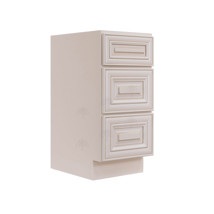 Princeton Creamy White Glazed Vanity Drawer Base Cabinet 3 Drawers