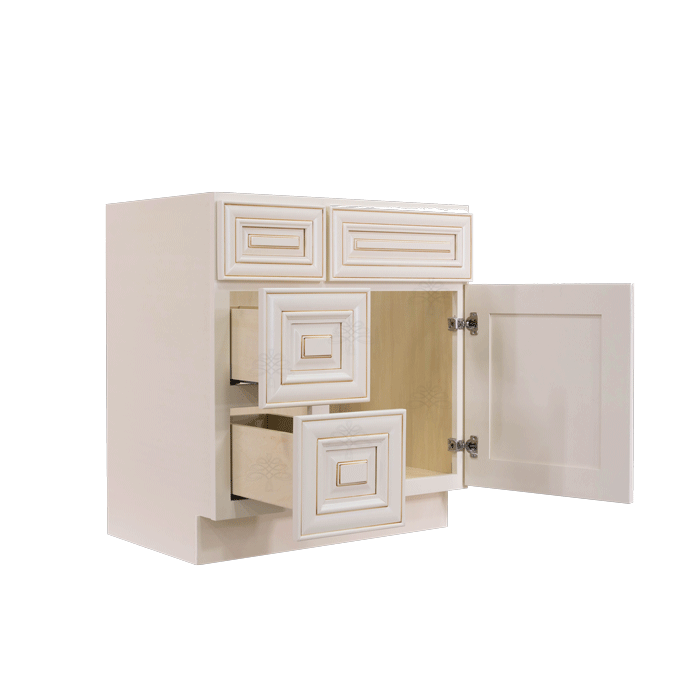 Princeton Creamy White Glazed Vanity Sink Base Cabinet 1 Dummy Drawer 1 Door (Left)