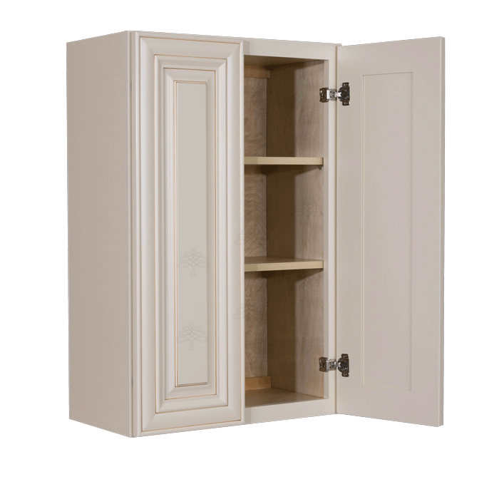Princeton Creamy White Glazed Wall Cabinet 2 Doors 2 Adjustable Shelves