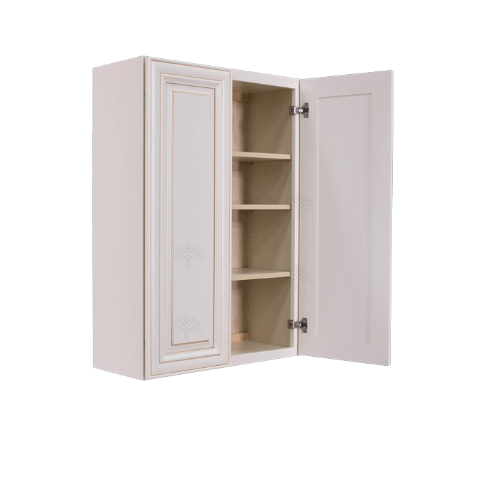Princeton Creamy White Glazed Wall Cabinet 2 Doors 3 Adjustable Shelves