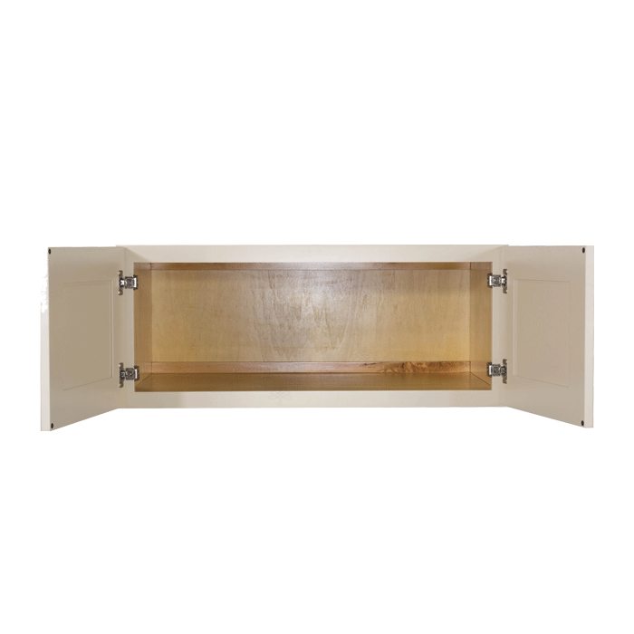 Princeton Creamy White Glazed Wall Cabinet 2 Doors No Shelf 24inch Depth