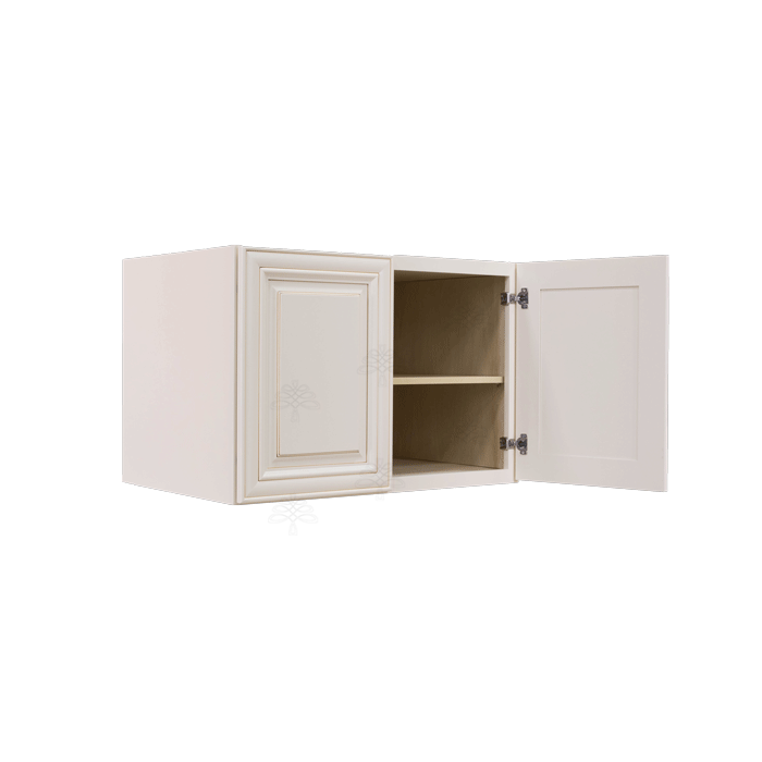 Princeton Creamy White Glazed Wall Cabinet 2 Doors 1 Adjustable Shelf 24inch Depth