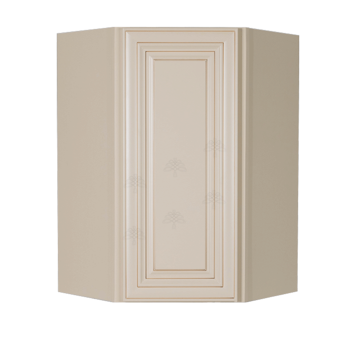 Princeton Creamy White Glazed Wall Diagonal Corner 1 Door 2 Adjustable Shelves