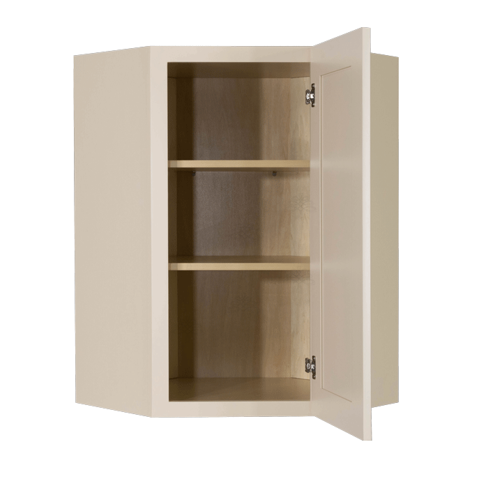 Princeton Creamy White Glazed Wall Diagonal Corner 1 Door 2 Adjustable Shelves