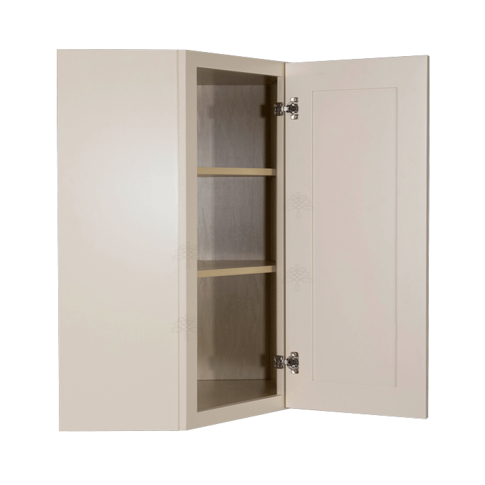 Princeton Creamy White Glazed Wall Diagonal Corner 1 Door 2 Adjustable Shelves