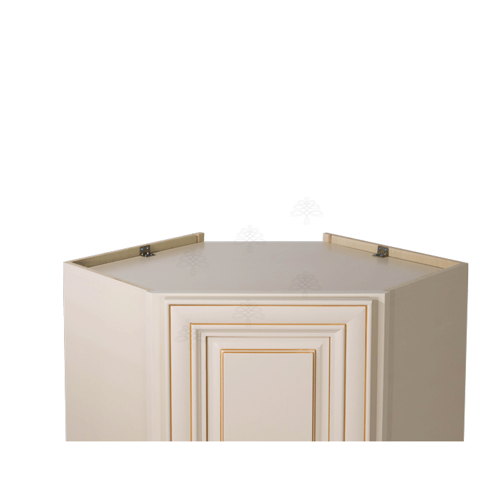Princeton Creamy White Glazed Wall Diagonal Corner 1 Door 2 Adjustable Shelves