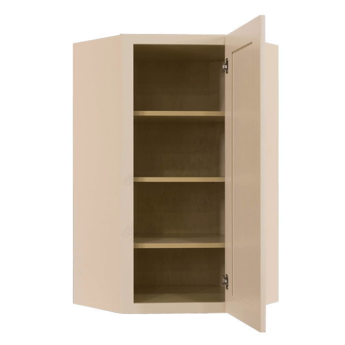 Princeton Creamy White Glazed Wall Diagonal Corner 1 Door 3 Adjustable Shelves