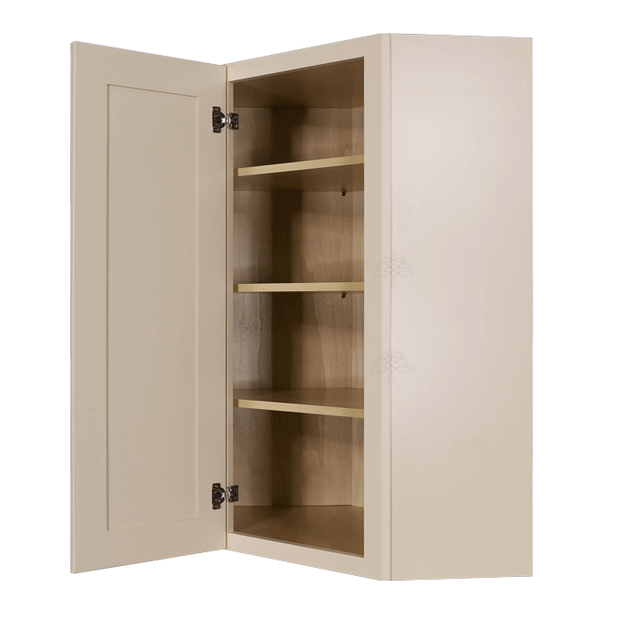 Princeton Creamy White Glazed Wall Diagonal Corner 1 Door 3 Adjustable Shelves