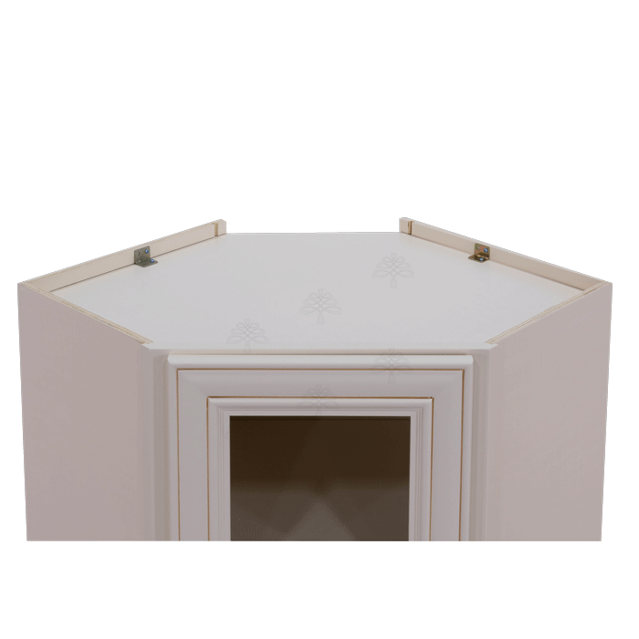 Princeton Creamy White Glazed Wall Diagonal Mullion Door Cabinet 1 Door 2 Adjustable Shelves Glass not Included