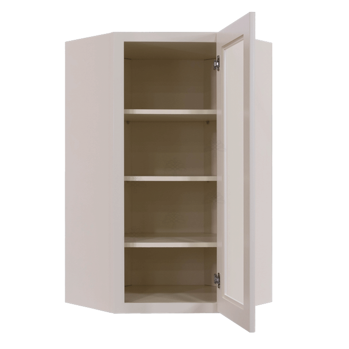 Princeton Creamy White Glazed Wall Diagonal Mullion Door Cabinet 1 Door 3 Adjustable Shelves Glass not Included