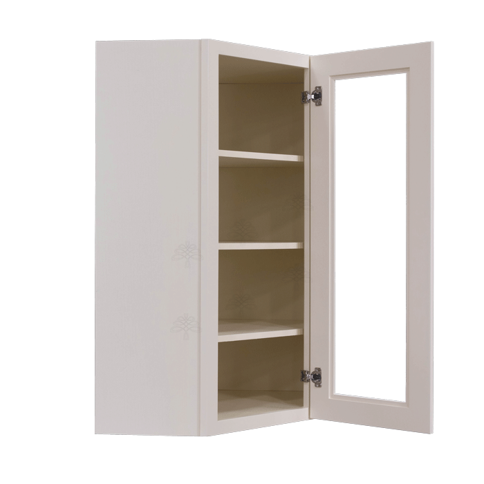 Princeton Creamy White Glazed Wall Diagonal Mullion Door Cabinet 1 Door 3 Adjustable Shelves Glass not Included