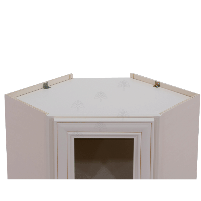 Princeton Creamy White Glazed Wall Diagonal Mullion Door Cabinet 1 Door 3 Adjustable Shelves Glass not Included