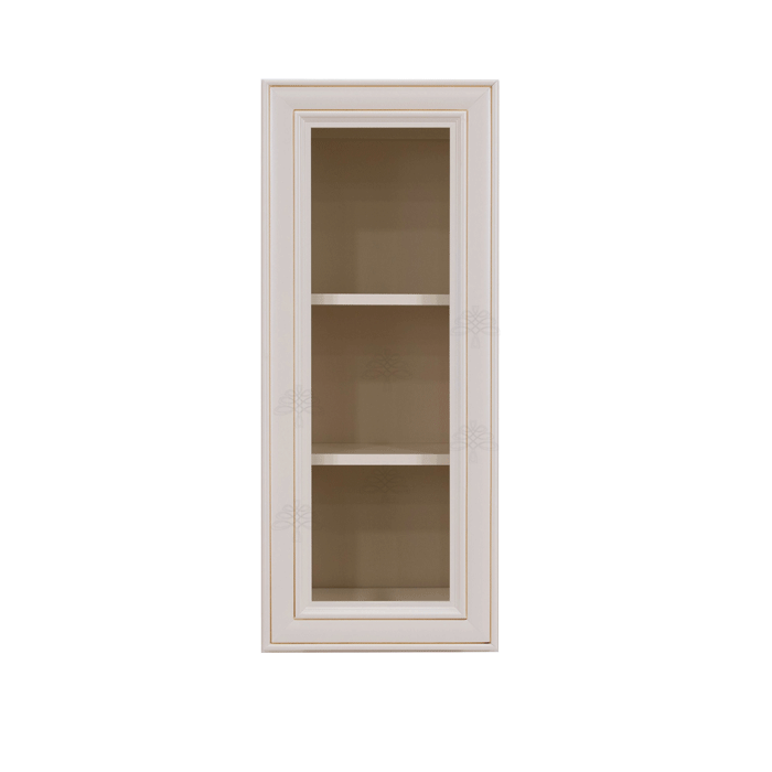 Princeton Creamy White Glazed Wall Mullion Door Cabinet 1 Door 2 Adjustable Shelves Glass not Included
