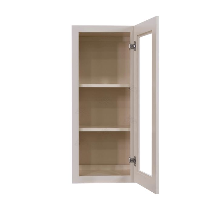 Princeton Creamy White Glazed Wall Mullion Door Cabinet 1 Door 2 Adjustable Shelves Glass not Included