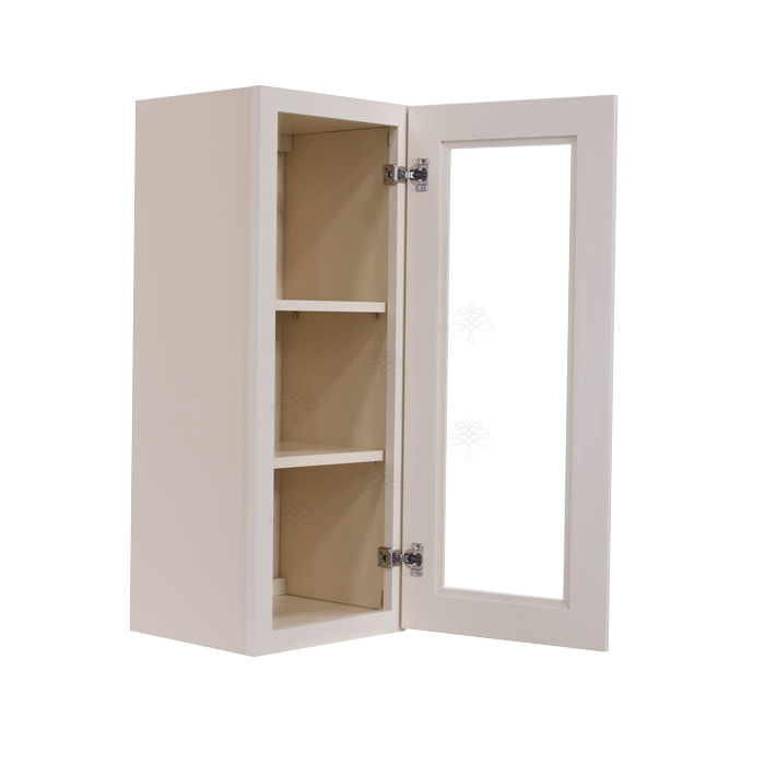 Princeton Creamy White Glazed Wall Mullion Door Cabinet 1 Door 2 Adjustable Shelves Glass not Included