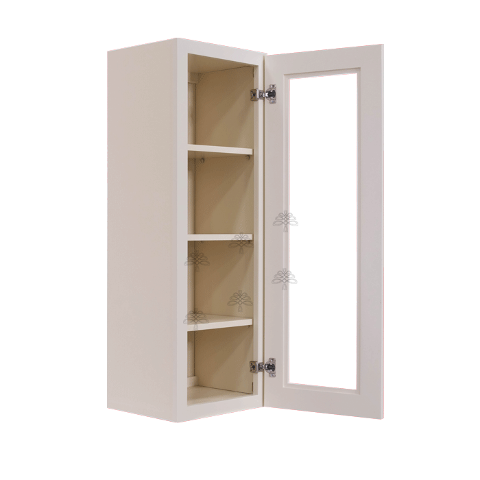 Princeton Creamy White Glazed Wall Mullion Door Cabinet 1 Door 3 Adjustable Shelves Glass not Included
