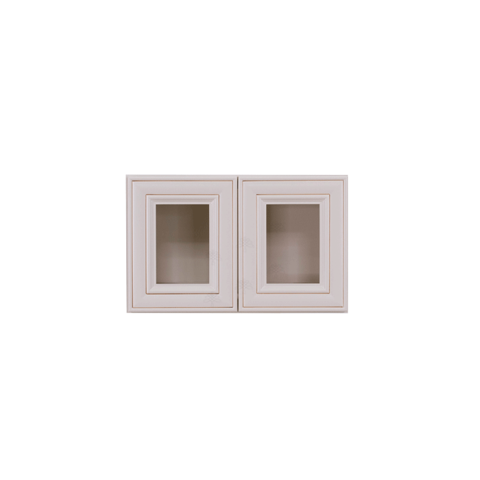 Princeton Creamy White Glazed Wall Mullion Door Cabinet 2 Doors No Shelves Glass not inclued
