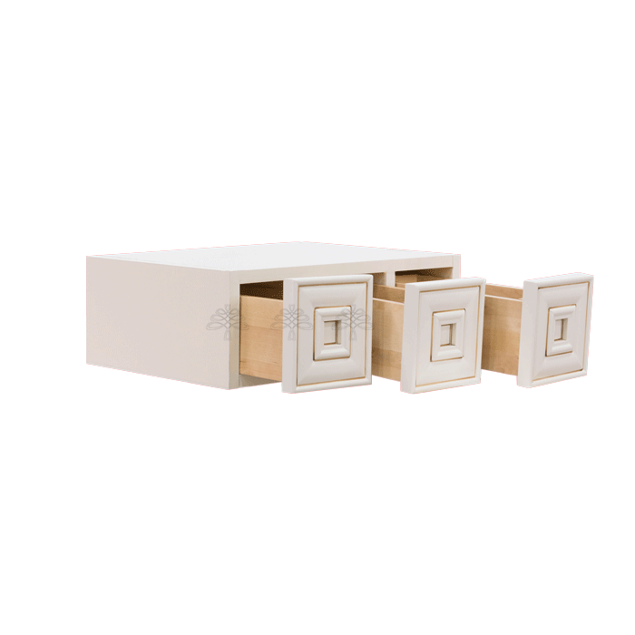 Princeton Creamy White Glazed Wall Small Drawer Cabnet 3 Drawers