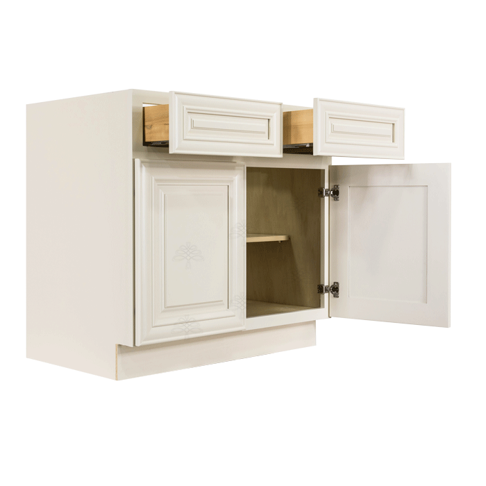 Princeton Off-white Base Cabinet 2 Drawers 2 Doors 1 Adjustable Shelf